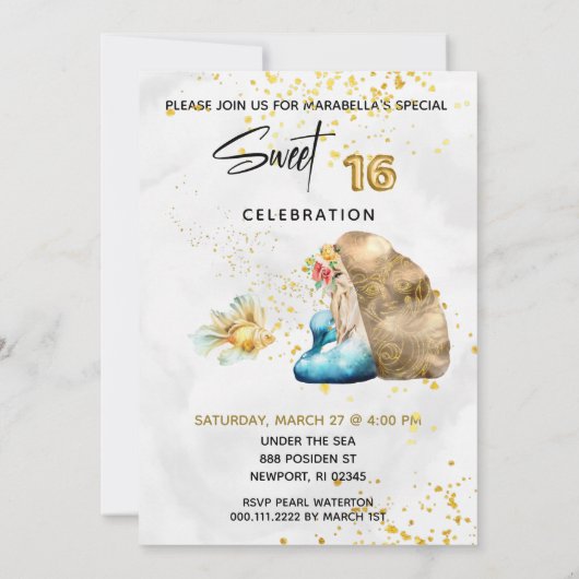 *~* ZOETE ZESTIEN Blauwe Zeemeermin Bloemen 16 Ver Kaart (Achterkant)