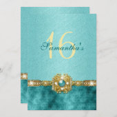 "zoete zestien" blauwgroen goud 16 jaar kaart (Voorkant / Achterkant)