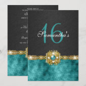 " zoete zestien " blauwgroen zwart 16 jaar kaart (Voorkant / Achterkant)