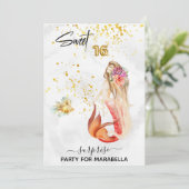 *~* ZOETE ZESTIEN Bloemen Zeemeermin 16 Verjaardag Kaart (Staand voorkant)