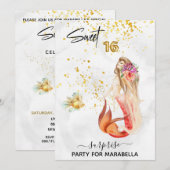 *~* ZOETE ZESTIEN Bloemen Zeemeermin 16 Verjaardag Kaart (Voorkant / Achterkant)