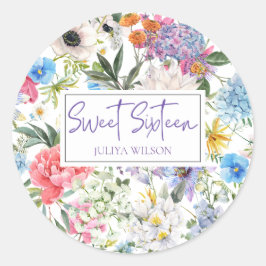 Zoete Zestien bloementuin Ronde Sticker