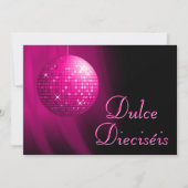 Zoete Zestien Disco Bal Roze Feest Kaart (Voorkant)
