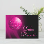 Zoete Zestien Disco Bal Roze Feest Kaart (Staand voorkant)