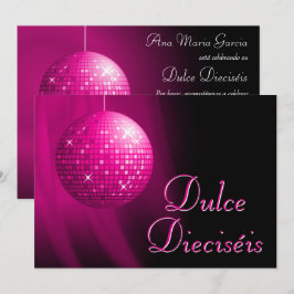 Zoete Zestien Disco Bal Roze Feest  Kaart
