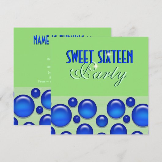 "zoete zestien" elegante polka stip kaart (Voorkant / Achterkant)