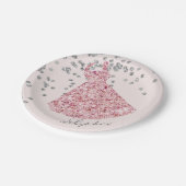 Zoete Zestien Elegante Roze Sparkle Jurk Modern Papieren Bordje (Gekanteld)