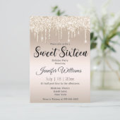 zoete zestien glitterchampagne voor gouddruppels kaart (Staand voorkant)