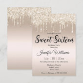 zoete zestien glitterchampagne voor gouddruppels kaart (Voorkant / Achterkant)