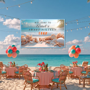 Zoete Zestien Hawaiaanse Luau Zeester Parels Spandoek