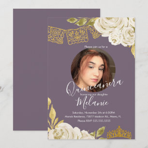 Zoete Zestien Ivoor Glitter Nep Bloemen Foto  Kaart