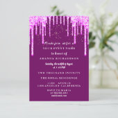 Zoete Zestien Jurk Glitter Drip Roze Drips Berry Kaart (Staand voorkant)