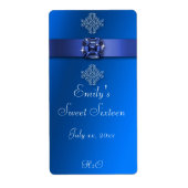 Zoete Zestien Koninklijk Blauwe Diamanten Waterfle Etiket (Voorkant)