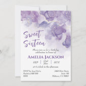 Zoete Zestien lavendel & paarse bloemen verjaardag Kaart (Voorkant)