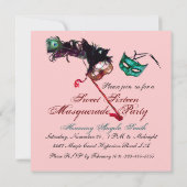 ZOETE ZESTIEN MASKERBAL ,Roze Gouden Metaalachtig Kaart (Achterkant)