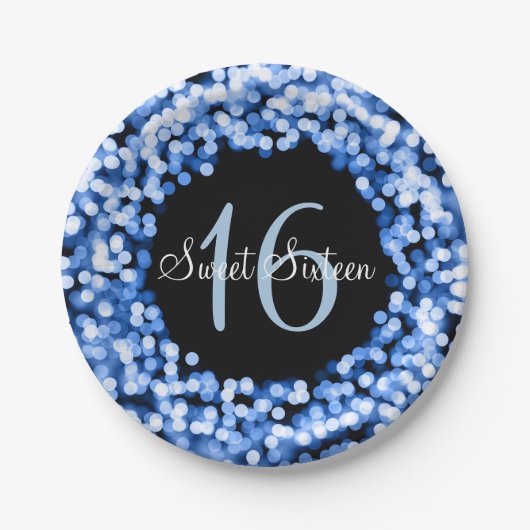 Zoete zestien mousserende lichten blauw papieren bordje (Voorkant)