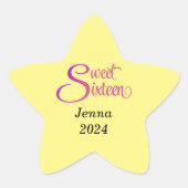 Zoete Zestien Naam en Jaar Ster Stickers (Voorkant)