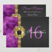 " zoete zestien " paars zwart 16 jaar kaart (Voorkant / Achterkant)