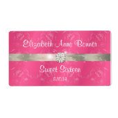 Zoete Zestien Pink met Parels Waterfleslabels Etiket (Voorkant)