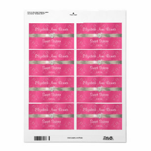 Zoete Zestien Pink met Parels Waterfleslabels Etiket