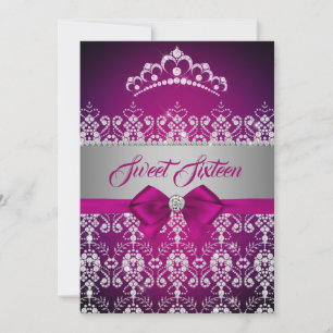 Zoete Zestien Pink Sparkle Diamanten Tiara Boog Kaart