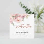 Zoete zestien pioenen verjaardag kaart (Staand voorkant)