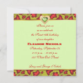 Zoete zestien rode olijfgroene luipaard juweel har kaart (Achterkant)