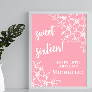 Zoete Zestien Roze 16e Verjaardagsfeestje Poster