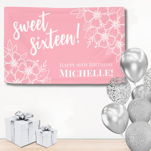 Zoete Zestien Roze 16e Verjaardagsfeestje Spandoek