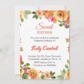 Zoete zestien roze bloemen verjaardag Uitnodiging (Voorkant)