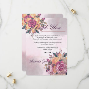 Zoete Zestien Roze Bloemige Dank je wel brief Save The Date