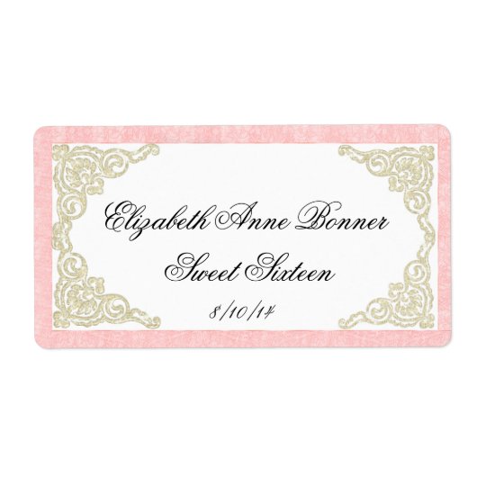 Zoete Zestien Roze en Gouden Etiketten van de Wate (Voorkant)
