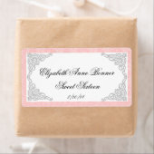 Zoete zestien roze en zilveren waterfleslabels etiket (Insitu)