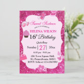 ZOETE ZESTIEN ROZE GLITTER MAKE-UP VERJAARDAG KAART (Staand voorkant)