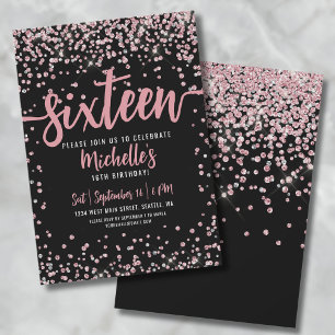 Zoete Zestien Roze Goud Glitter 16e Verjaardag Kaart