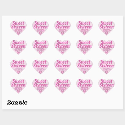 Zoete Zestien Roze Hart Retouradres Labels (Vel)