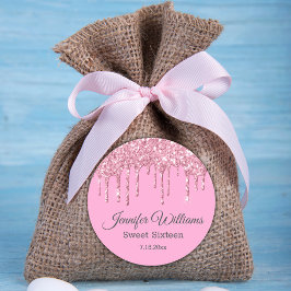 zoete zestien roze sparken die glitsen uitdrijven ronde sticker