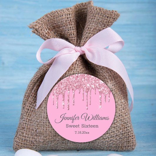 zoete zestien roze sparken die glitsen uitdrijven ronde sticker