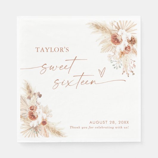 Zoete Zestien Servetten, Terracotta Boho Zestien Servet (Voorkant)