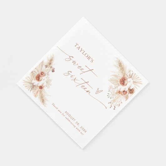 Zoete Zestien Servetten, Terracotta Boho Zestien Servet (Hoek)