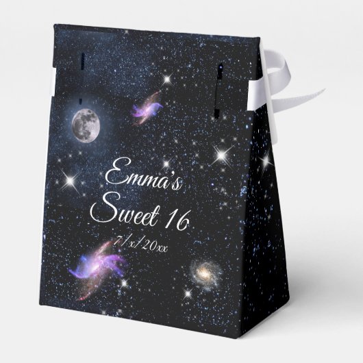 Zoete Zestien Sky Sterren Maan Ruimte Galaxy Bedankdoosjes (Achterkant)