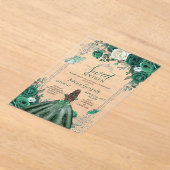 Zoete Zestien Smaragd Groen & Zilveren Verjaardag Acryl Uitnodigingen (Laagn)