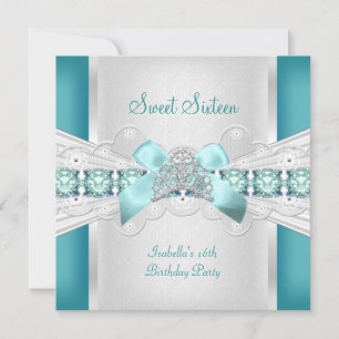 Zoete Zestien Sweet 16 Tiara Blauw Turquoise Kaart