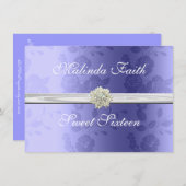 Zoete zestien uitnodiging, lavender, parells, kaart (Voorkant / Achterkant)