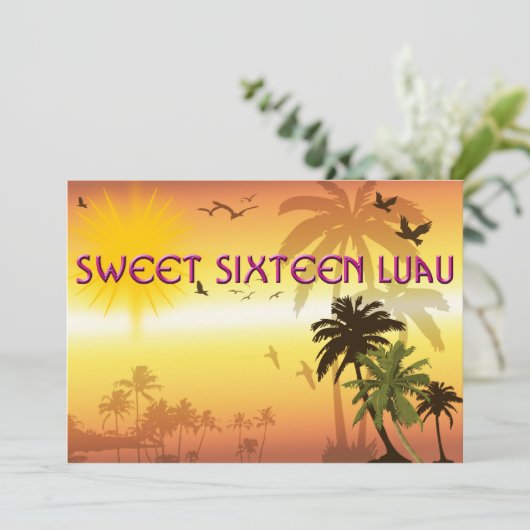 , zoete zestien, uitnodiging van Hawaiian Luau (Staand voorkant)