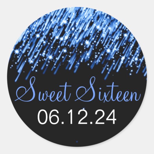 Zoete Zestien Vallende Sterren Blauw Ronde Sticker
