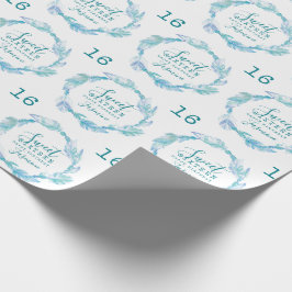 Zoete zestien veren kralen aqua witte waterverf cadeaupapier