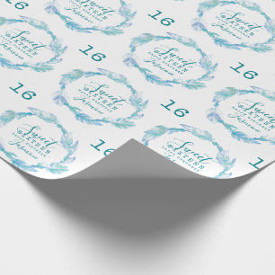 Zoete zestien veren kralen aqua witte waterverf cadeaupapier