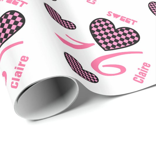 Zoete zestien verjaardag 16 HARTS Eigen naam V3 Cadeaupapier (Rol Hoek)