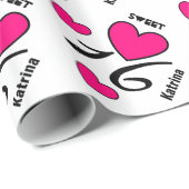 Zoete zestien verjaardag 16 HEARTS Eigen naam V3A Cadeaupapier (Rol Hoek)